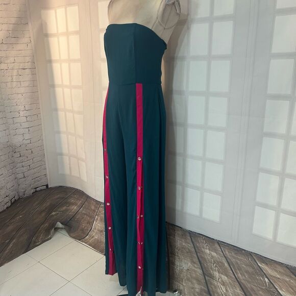 Prettylittething Strapless contrast snap front wide leg jumpsuit size 8 - Picture 6 of 12